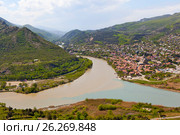Слияние рек - Куры и Арагви. Мцхета, Грузия (2017 год). Стоковое фото, фотограф Сергей Афанасьев / Фотобанк Лори
