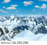 Mont Blanc mountain massif (view from Aiguille du Midi Mount,  France ) Стоковое фото, фотограф Юрий Брыкайло / Фотобанк Лори