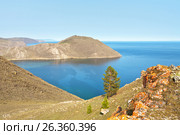 Байкал. Вид сверху на залив в устье реки Анги (2010 год). Редакционное фото, фотограф Виктория Катьянова / Фотобанк Лори