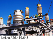 Electric equipment of power transformer substation (2017 год). Редакционное фото, фотограф Владимир Арсентьев / Фотобанк Лори