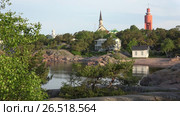 Вид на город Ханко ранним июньским утром. Финляндия View of the city of Hanko in the early June morning. Finland (2017 год). Стоковое видео, видеограф Виктор Карасев / Фотобанк Лори