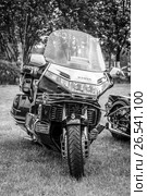 PAAREN IM GLIEN, GERMANY - JUNE 03, 2017: A touring motorcycle Honda Gold Wing GL1500. Black and white. Exhibition "Die Oldtimer Show". Редакционное фото, фотограф Sergey Kohl / Фотобанк Лори