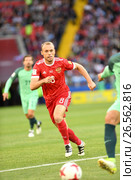 Кубок конфедераций FIFA 2017 в России. Матч Россия - Португалия. Денис Глушаков №8. Редакционное фото, фотограф Александр С. Курбатов / Фотобанк Лори