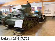 Советский танк Т-26 образца 1933 года в музее бронетехники. Парола, Финляндия (2017 год). Редакционное фото, фотограф Виктор Карасев / Фотобанк Лори