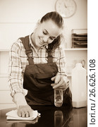 cleaner girl working. Стоковое фото, фотограф Яков Филимонов / Фотобанк Лори