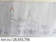 Спецификация, на реставрацию интерьеров храма. Богорождественский храм село Никольское (2017 год). Редакционное фото, фотограф Дмитрий Неумоин / Фотобанк Лори