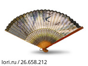 Ancient Chinese silk fan - isolated object on white. Стоковое фото, фотограф Анастасия Кононенко / Фотобанк Лори