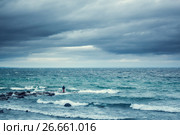 Dark blue pre-storm ocean (2016 год). Стоковое фото, фотограф Юрий Губин / Фотобанк Лори