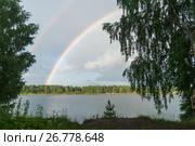 Двойная радуга над рекой Ухра. Стоковое фото, фотограф Игорь Низов / Фотобанк Лори