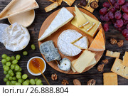 set of authentic french Cheese plate. Стоковое фото, фотограф Oksana Zh / Фотобанк Лори