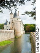 Замок Шенонсо (Château de Chenonceaux) осенним днем. Департамент Эндр и Луара. Франция (2017 год). Редакционное фото, фотограф E. O. / Фотобанк Лори
