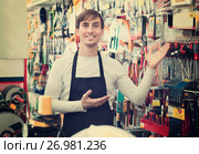 Professional young positive salesman working and smiling. Стоковое фото, фотограф Яков Филимонов / Фотобанк Лори