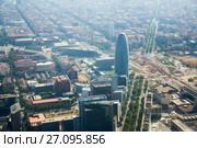 Residential area and Torre Agbar of Barcelona in Spain (2016 год). Стоковое фото, фотограф Яков Филимонов / Фотобанк Лори