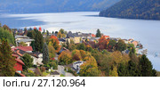 Коммуна Милльштатт-ам-Зе (Millstatt am See) на берегу озера Mилльштеттер осенью. Каринтия, Австрия (2017 год). Стоковое фото, фотограф Bala-Kate / Фотобанк Лори