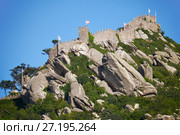 Castle of the Moors, perched on top of the inaccessiblemountains, Sintra. Portugal. (2016 год). Стоковое фото, фотограф Сергей Пристяжнюк (Serg Zastavkin) / Фотобанк Лори