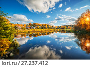 Река Шохонка в Плёсе Shokhonka River in Plyos (2017 год). Стоковое фото, фотограф Baturina Yuliya / Фотобанк Лори