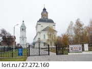 Город Тула, Вид на Николо-Зарецкую церковь и колокольню пасмурным, осенним днём (2017 год). Стоковое фото, фотограф Игорь Низов / Фотобанк Лори