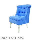 Vintage soft chair from blue suede isolated over white. Стоковое фото, фотограф Курганов Александр / Фотобанк Лори