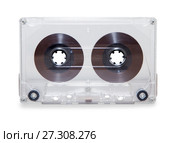 Vintage transparent audio cassette tape isolated over white. Стоковое фото, фотограф Курганов Александр / Фотобанк Лори