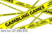Gambling games. Chronic dependence. Yellow warning tapes in motion. Стоковая анимация, аниматор WalDeMarus / Фотобанк Лори