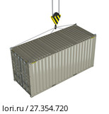 Service delivery - cargo container hoisted by hook. Стоковая иллюстрация, иллюстратор Кирилл Черезов / Фотобанк Лори