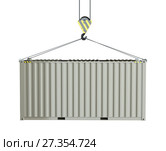 Service delivery - cargo container hoisted by hook. Стоковая иллюстрация, иллюстратор Кирилл Черезов / Фотобанк Лори