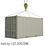 Service delivery - cargo container hoisted by hook. Стоковая иллюстрация, иллюстратор Кирилл Черезов / Фотобанк Лори