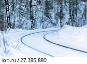 Turn of single-track railway. Стоковое фото, фотограф Евгений Ткачёв / Фотобанк Лори