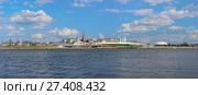 Панорама Казанского кремля с берега реки Казанки, Республика Татарстан (2015 год). Стоковое фото, фотограф Михаил Марковский / Фотобанк Лори