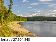 Virgin Komi forests, picturesque banks of the river Shchugor (2016 год). Редакционное фото, фотограф Сергей Дрозд / Фотобанк Лори