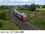 Посёлок Кубинка. Дизель-поезд РА2-108 на подъездном пути ст. Кубинка-II до парка "Патриот" Московской железной дороги (2017 год). Редакционное фото, фотограф Дмитрий Щукин / Фотобанк Лори