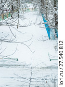 Нерасчищенная дорожка после снегопада (2018 год). Стоковое фото, фотограф Алёшина Оксана / Фотобанк Лори