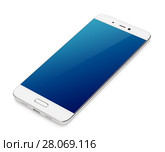 Modern touch screen smartphone isolated on white. Стоковое фото, фотограф Роман Самохин / Фотобанк Лори