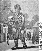 Старинная гравюра Шенберга. Уличный продавец сбитня в Санкт-Петербурге. Стоковое фото, фотограф Игорь Низов / Фотобанк Лори