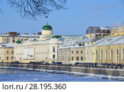 Санкт-Петербург, набережная реки Фонтнки зимой в ясный день. Дома 4, 6, 8 (2018 год). Стоковое фото, фотограф Овчинникова Ирина / Фотобанк Лори