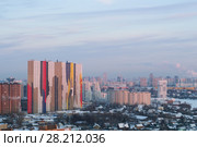 KRASNOGORSK, RUSSIA - FEB 6, 2014: Residential complex ART in Pavshino district. Редакционное фото, фотограф Losevsky Pavel / Фотобанк Лори