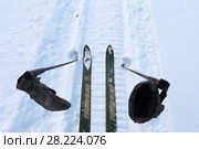 На лыжах по снегоходному следу (2018 год). Редакционное фото, фотограф Анатолий Матвейчук / Фотобанк Лори