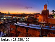 Jemaa el Fna square at dusk, Marrakesh (2018 год). Стоковое фото, фотограф Михаил Коханчиков / Фотобанк Лори