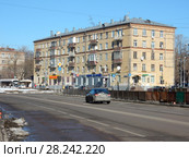 Пятиэтажный кирпичный жилой дом серии I-410 (САКБ), построен в 1958 году. Ивантеевская улица, 23. Район Богородское. Город Москва (2018 год). Редакционное фото, фотограф lana1501 / Фотобанк Лори