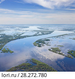 Floodplain of Great river in spring, top view. Стоковое фото, фотограф Владимир Мельников / Фотобанк Лори