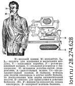 Конструкция кислородно-регенеративный респиратора  (легочно-дозированный аппарат) фирмы Дрегер модели 1923-1924 года. Стоковая иллюстрация, иллюстратор Макаров Алексей / Фотобанк Лори