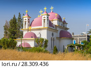 The Greek Orthodox Church of the Twelve Apostles in Capernaum by the Sea of Galilee, Lake Tiberias, Israel. Стоковое фото, агентство BE&W Photo / Фотобанк Лори