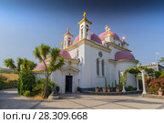 The Greek Orthodox Church of the Twelve Apostles in Capernaum by the Sea of Galilee, Lake Tiberias, Israel. Стоковое фото, агентство BE&W Photo / Фотобанк Лори