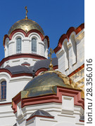 NEW ATHOS, ABKHAZIA, GEORGIA, 19 SEPTEMBER 2017: Domes of Monastery of St. Simon the Canaanite on a sunny summer day. Стоковое фото, фотограф Олег Белов / Фотобанк Лори