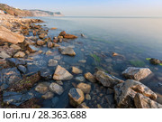 Вид на закате солнца на лысую гору вблизи поселка Супсех, Анапа, Россия (2018 год). Стоковое фото, фотограф Иванов Алексей / Фотобанк Лори