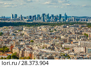 Aerial view of La Defense financial district in Paris. Sunny day. Summer. Стоковое фото, фотограф Сергей Цепек / Фотобанк Лори