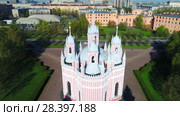 Купола Чесменской церкви крупным планом. Санкт-Петербург (аэросъемка) (2018 год). Стоковое видео, видеограф Виктор Карасев / Фотобанк Лори