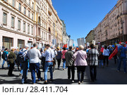 Прохождение "Бессмертного полка" по Тверской улице. Москва, 9 мая 2018 года. Редакционное фото, фотограф Ирина Быстрова / Фотобанк Лори
