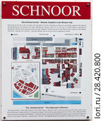 Квартал Шноор (Schnoor). Табличка. Карта - Схема. Бремен. Германия (2018 год). Редакционное фото, фотограф Сергей Афанасьев / Фотобанк Лори