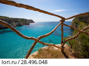 Cala Macarella Ciudadela Menorca turquoise Mediterranean sea in Balearic islands. Стоковое фото, фотограф Tono Balaguer / Ingram Publishing / Фотобанк Лори